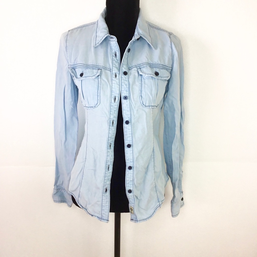 Guess Los Angeles 1981 Denim Shirt Top Size Small